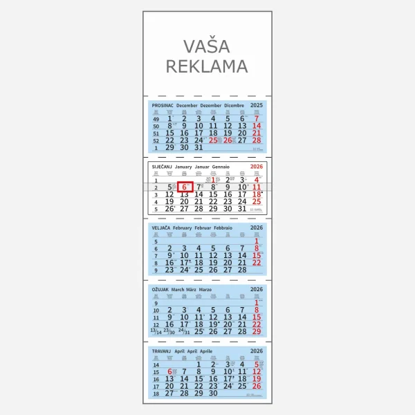 5-dijelni poslovni kalendar 2026 5-dijelni poslovni kalendar 2026