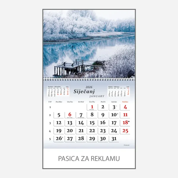 Zidni kalendar Čudesna Hrvatska 2026 – siječanj