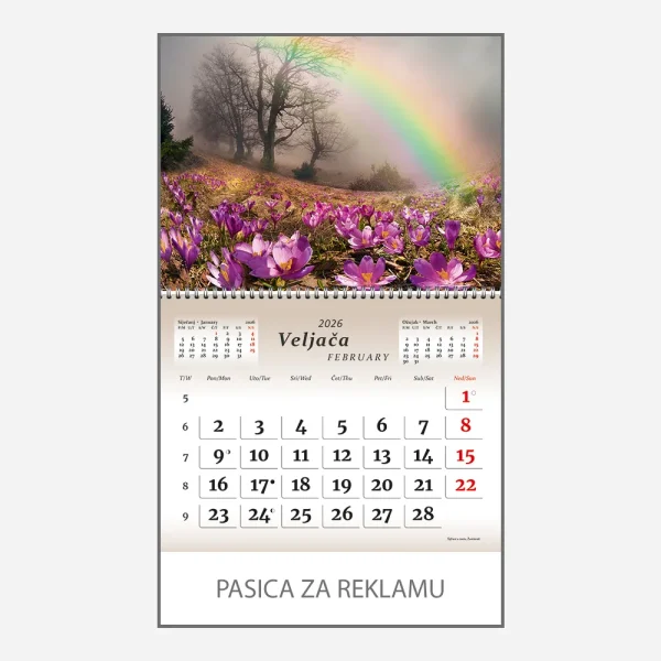 Zidni kalendar Čudesna Hrvatska 2026 – veljača