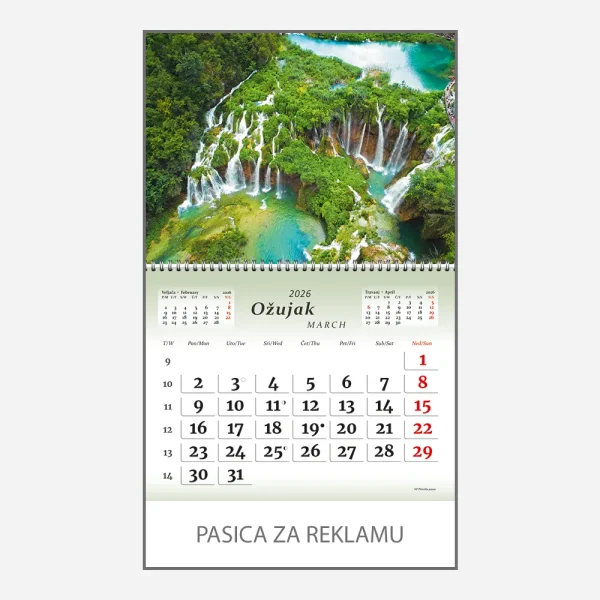 Zidni kalendar Čudesna Hrvatska 2026 – ožujak