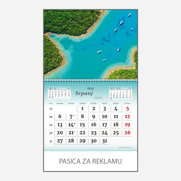 Zidni kalendar Čudesna Hrvatska 2026 – srpanj