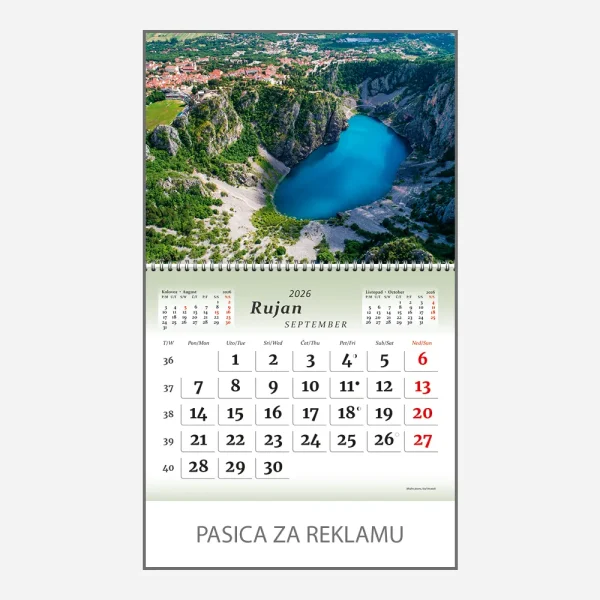 Zidni kalendar Čudesna Hrvatska 2026 – rujan