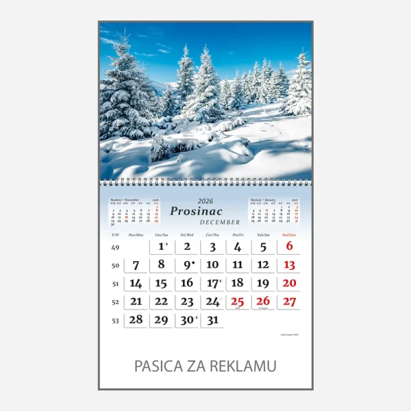 Zidni kalendar Čudesna Hrvatska 2026 – prosinac