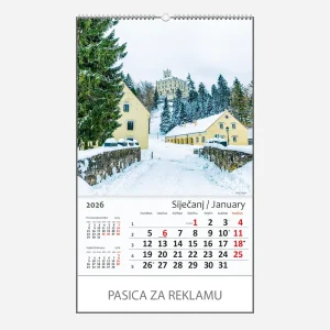 Zidni kalendar Hrvatska / Croatia 2026 – siječanj