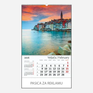 Zidni kalendar Hrvatska / Croatia 2026 – veljača