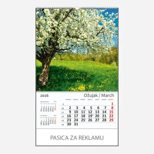 Zidni kalendar Hrvatska / Croatia 2026 – ožujak