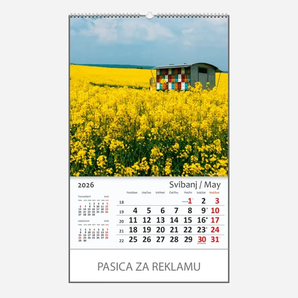 Zidni kalendar Hrvatska / Croatia 2026 – svibanj