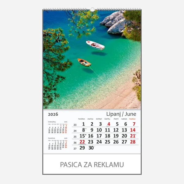 Zidni kalendar Hrvatska / Croatia 2026 – lipanj