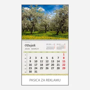 Zidni kalendar Hrvatski krajolici 2026 – ožujak