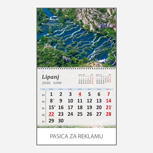 Zidni kalendar Hrvatski krajolici 2026 – lipanj