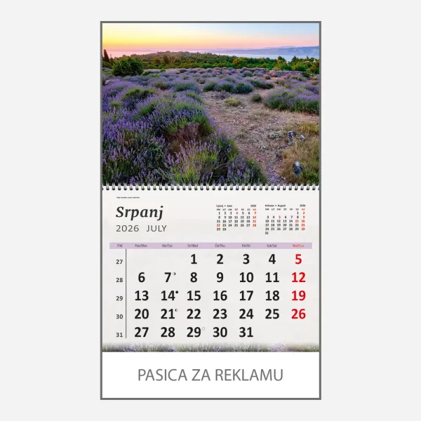 Zidni kalendar Hrvatski krajolici 2026 – srpanj