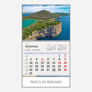 Zidni kalendar Hrvatski krajolici 2026 – kolovoz