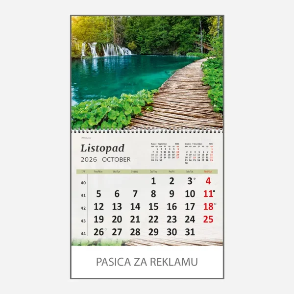 Zidni kalendar Hrvatski krajolici 2026 – listopad