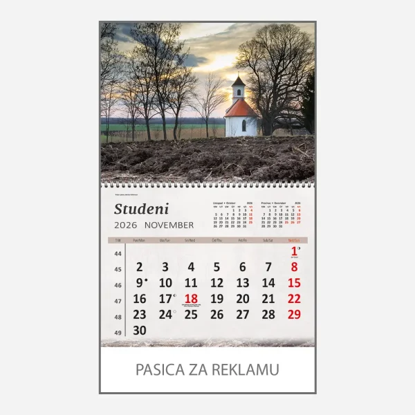 Zidni kalendar Hrvatski krajolici 2026 – studeni