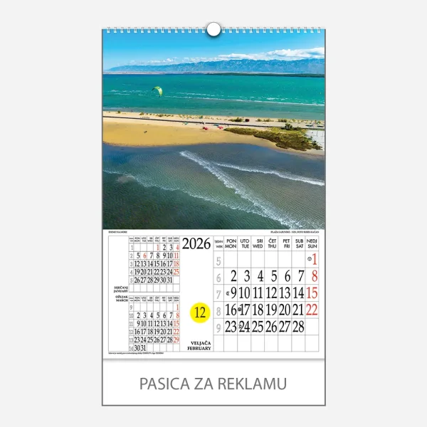 Kalendar s rotacijskim krugom Idemo na more 2026 – veljača