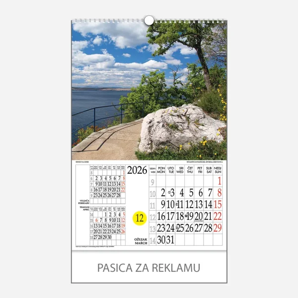 Kalendar s rotacijskim krugom Idemo na more 2026 – ožujak