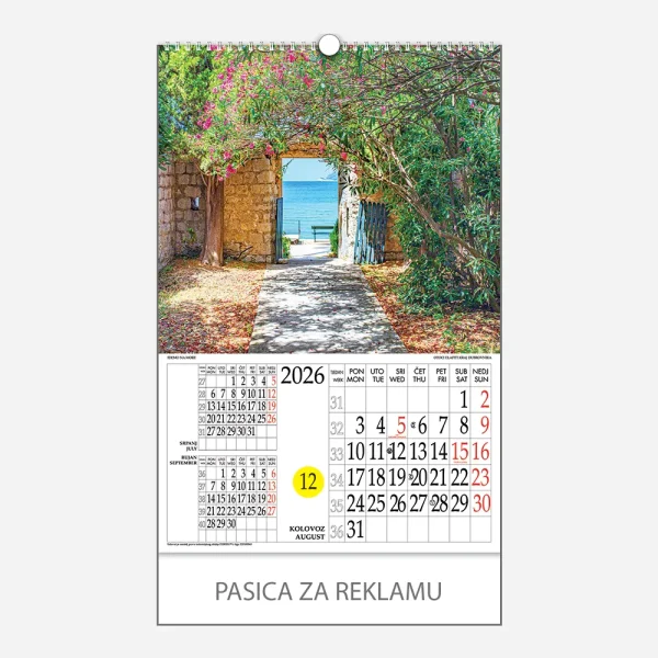 Kalendar s rotacijskim krugom Idemo na more 2026 – kolovoz