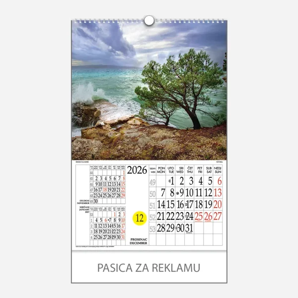 Kalendar s rotacijskim krugom Idemo na more 2026 – prosinac