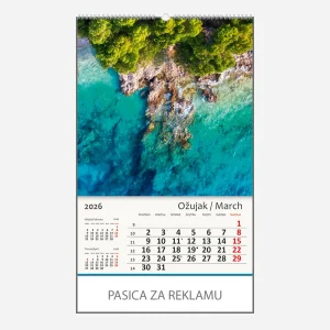 Zidni kalendar Jadransko more 2026 – ožujak