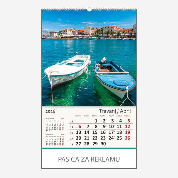 Zidni kalendar Jadransko more 2026 – travanj