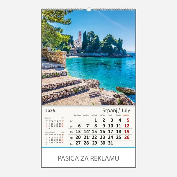 Zidni kalendar Jadransko more 2026 – srpanj