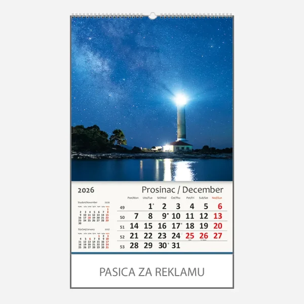 Zidni kalendar Jadransko more 2026 – prosinac