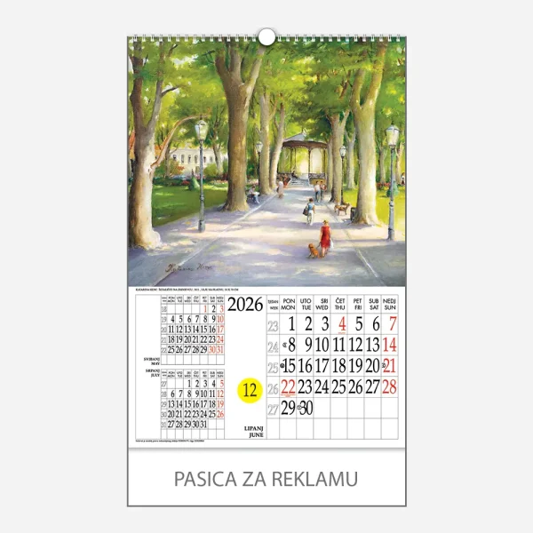 Kalendar s rotacijskim krugom Katarina Henc - Zagreb 2026 - lipanj