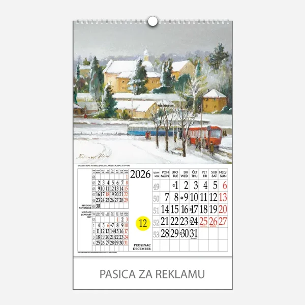 Kalendar s rotacijskim krugom Katarina Henc - Zagreb 2026 - prosinac