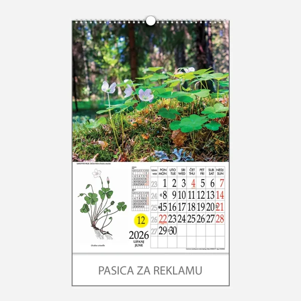 Kalendar s rotacijskim krugom Ljekovito bilje 2026 - lipanj