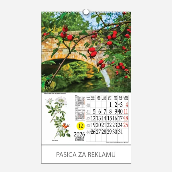 Kalendar s rotacijskim krugom Ljekovito bilje 2026 - listopad