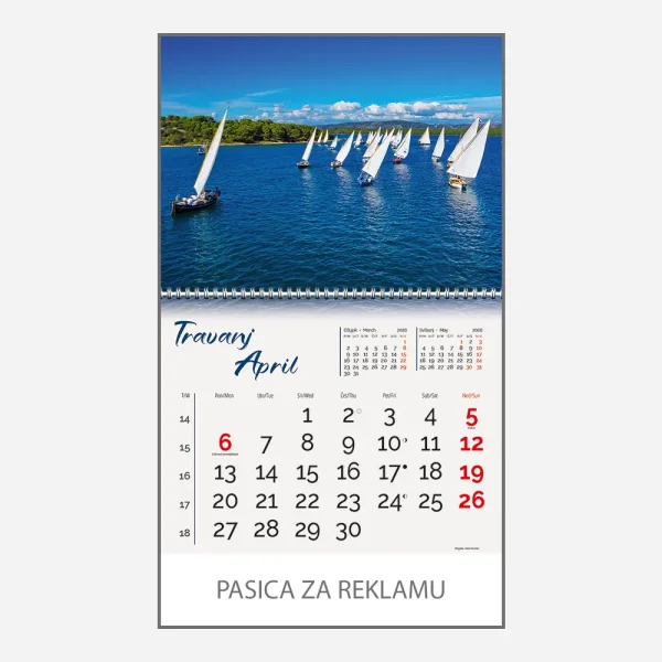 Zidni kalendar Obala i more 2026 – travanj
