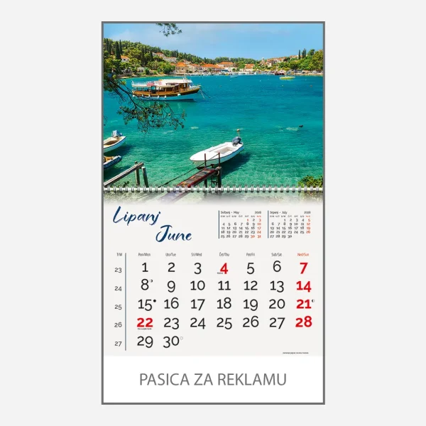 Zidni kalendar Obala i more 2026 – lipanj