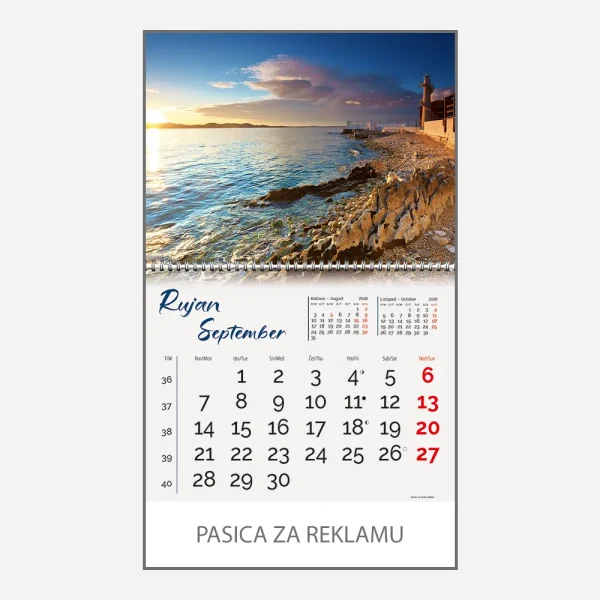 Zidni kalendar Obala i more 2026 – rujan