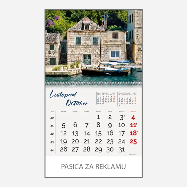 Zidni kalendar Obala i more 2026 – listopad