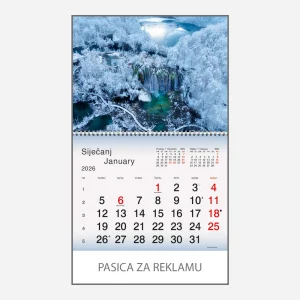 Zidni kalendar Plavo zelena Hrvatska 2026 – siječanj
