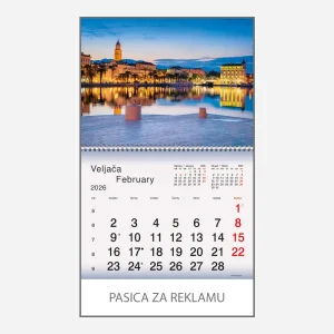 Zidni kalendar Plavo zelena Hrvatska 2026 – veljača