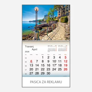 Zidni kalendar Plavo zelena Hrvatska 2026 – travanj