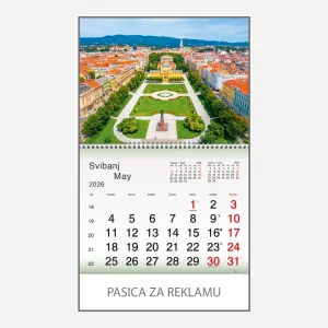 Zidni kalendar Plavo zelena Hrvatska 2026 – svibanj