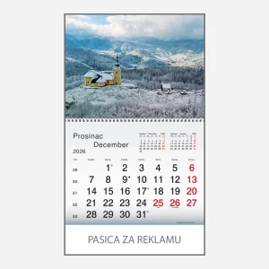 Zidni kalendar Plavo zelena Hrvatska 2026 – prosinac