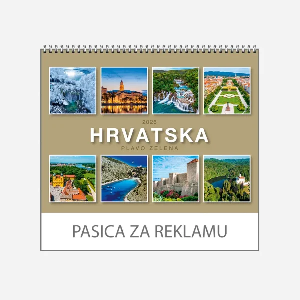 Zidni kalendar Plavo zelena Hrvatska 2026 Zidni kalendar Plavo zelena Hrvatska 2026