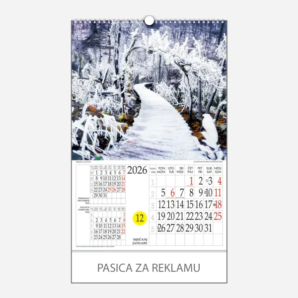 Kalendar s rotacijskim krugom Priroda nas zove 2026 - siječanj Kalendar s rotacijskim krugom Priroda nas zove 2026 - siječanj