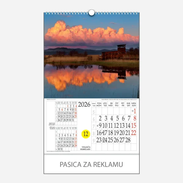 Kalendar s rotacijskim krugom Priroda nas zove 2026 - veljača