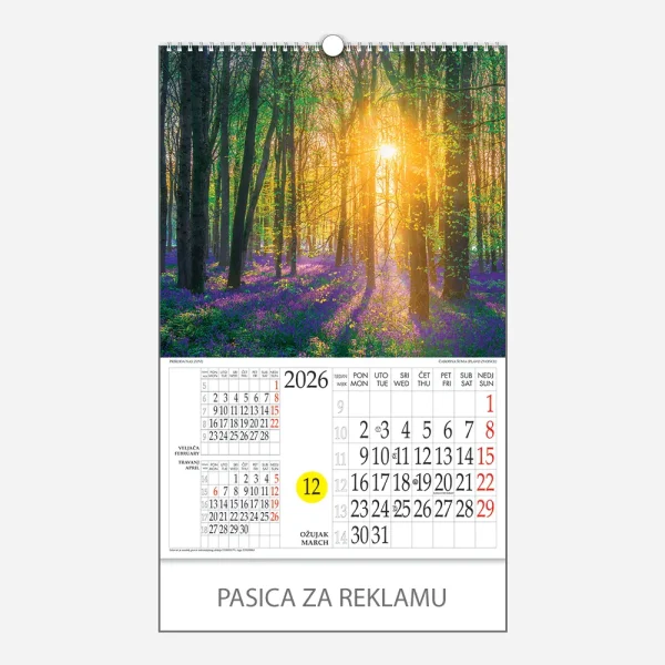 Kalendar s rotacijskim krugom Priroda nas zove 2026 - ožujak