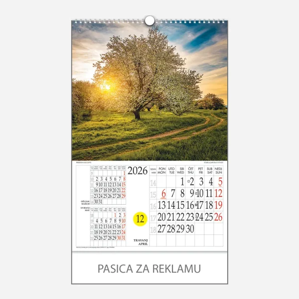 Kalendar s rotacijskim krugom Priroda nas zove 2026 - travanj