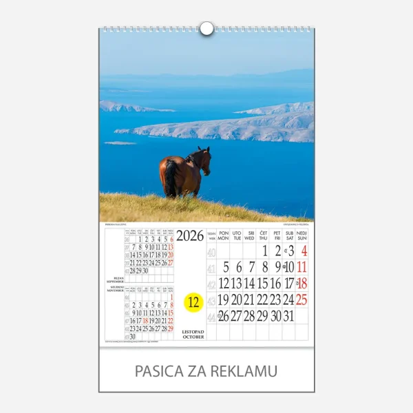 Kalendar s rotacijskim krugom Priroda nas zove 2026 - listopad