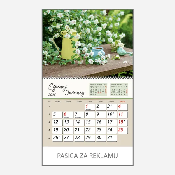 Zidni kalendar Vrtne oaze 2026 – siječanj