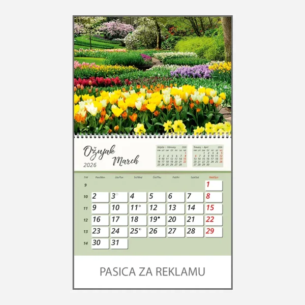 Zidni kalendar Vrtne oaze 2026 – ožujak