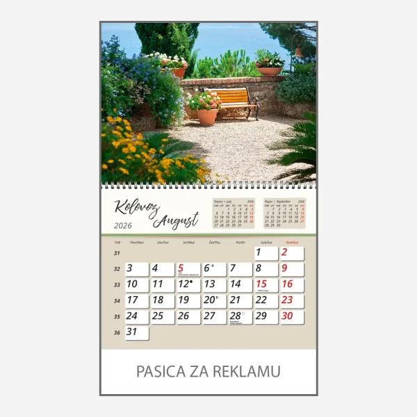 Zidni kalendar Vrtne oaze 2026 – kolovoz
