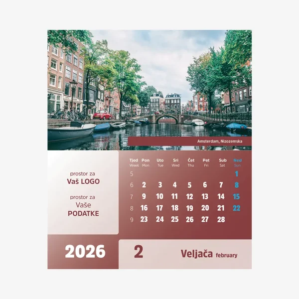 Stolni CD kalendar Europa 2026 – veljača