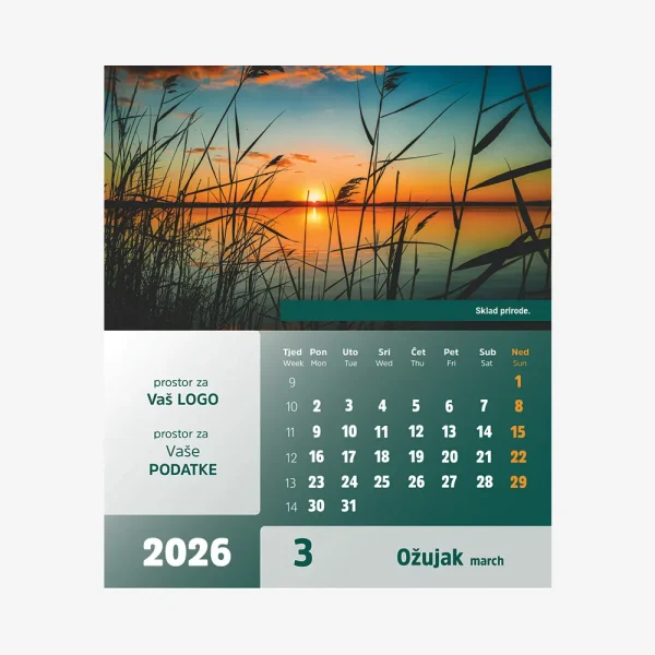 Stolni CD kalendar Natura 2026 – ožujak